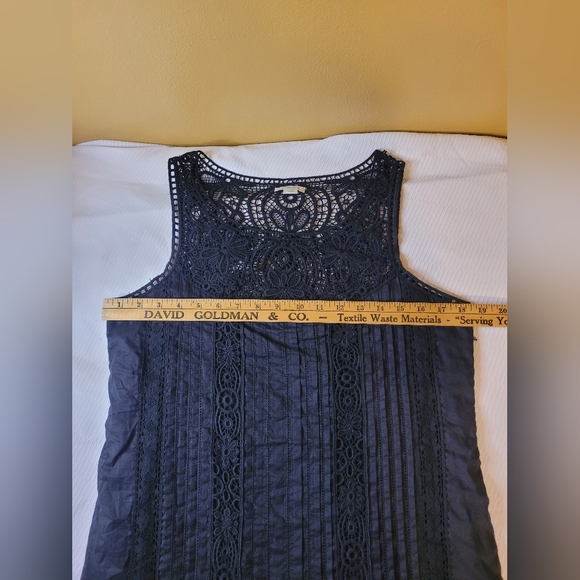 Sundance 100% Cotton Black Pleated Pin Tuck Crochet Boho Dress sz M - Picture 8 of 12